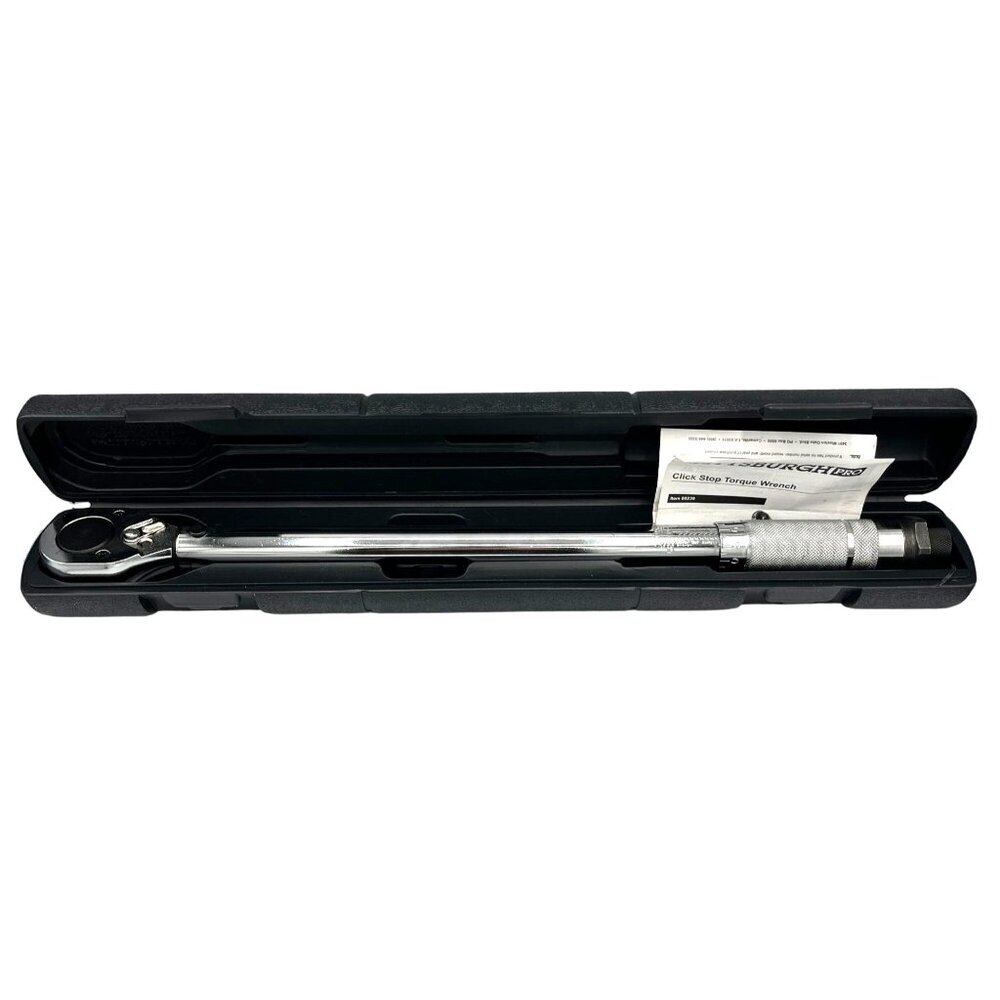 Pittsburgh Pro 1/2" Click Stop Reversible Torque Wrench 10-150 Ft Lbs 239 Case